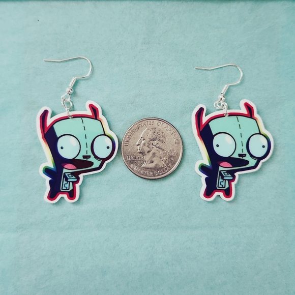 🔮3/$15 Invader Zim Gir Flatback Earrings - Picture 2 of 4